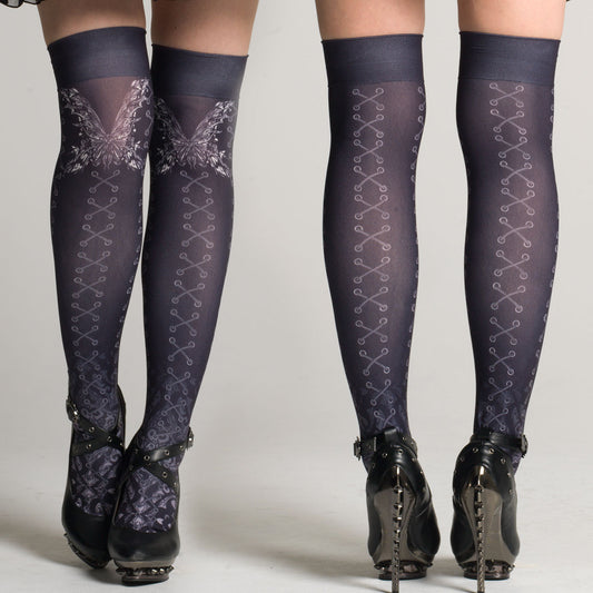 Laced Abyss Butterfly Overknees