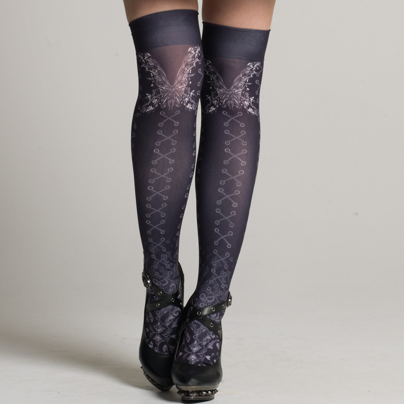 Laced Abyss Butterfly Overknees