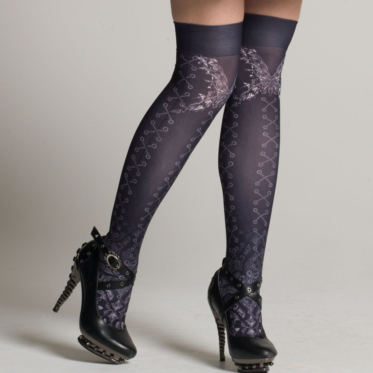 Laced Abyss Butterfly Overknees