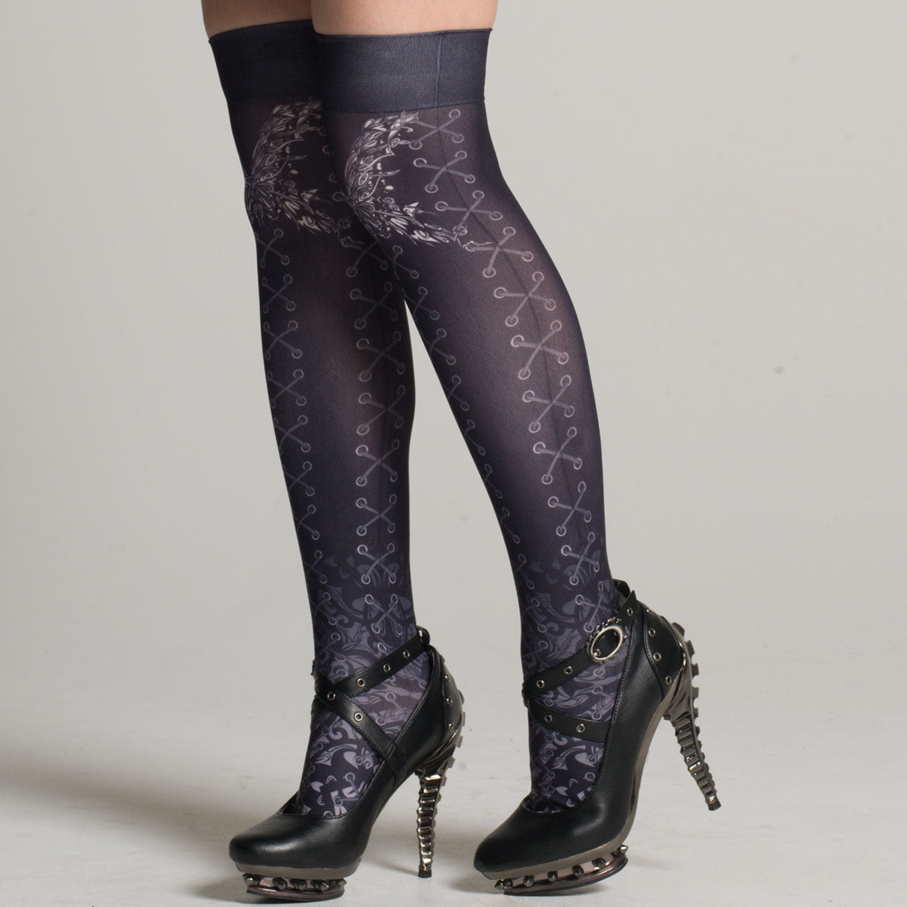 Laced Abyss Butterfly Overknees
