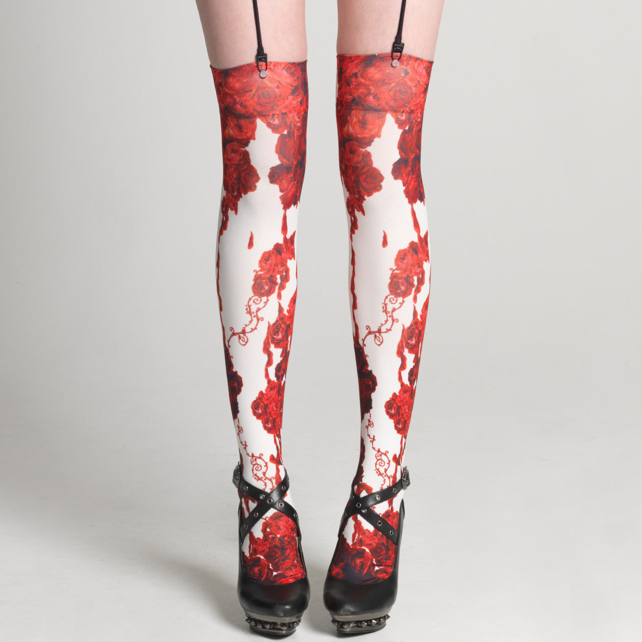 White Bloody Rose Overknees