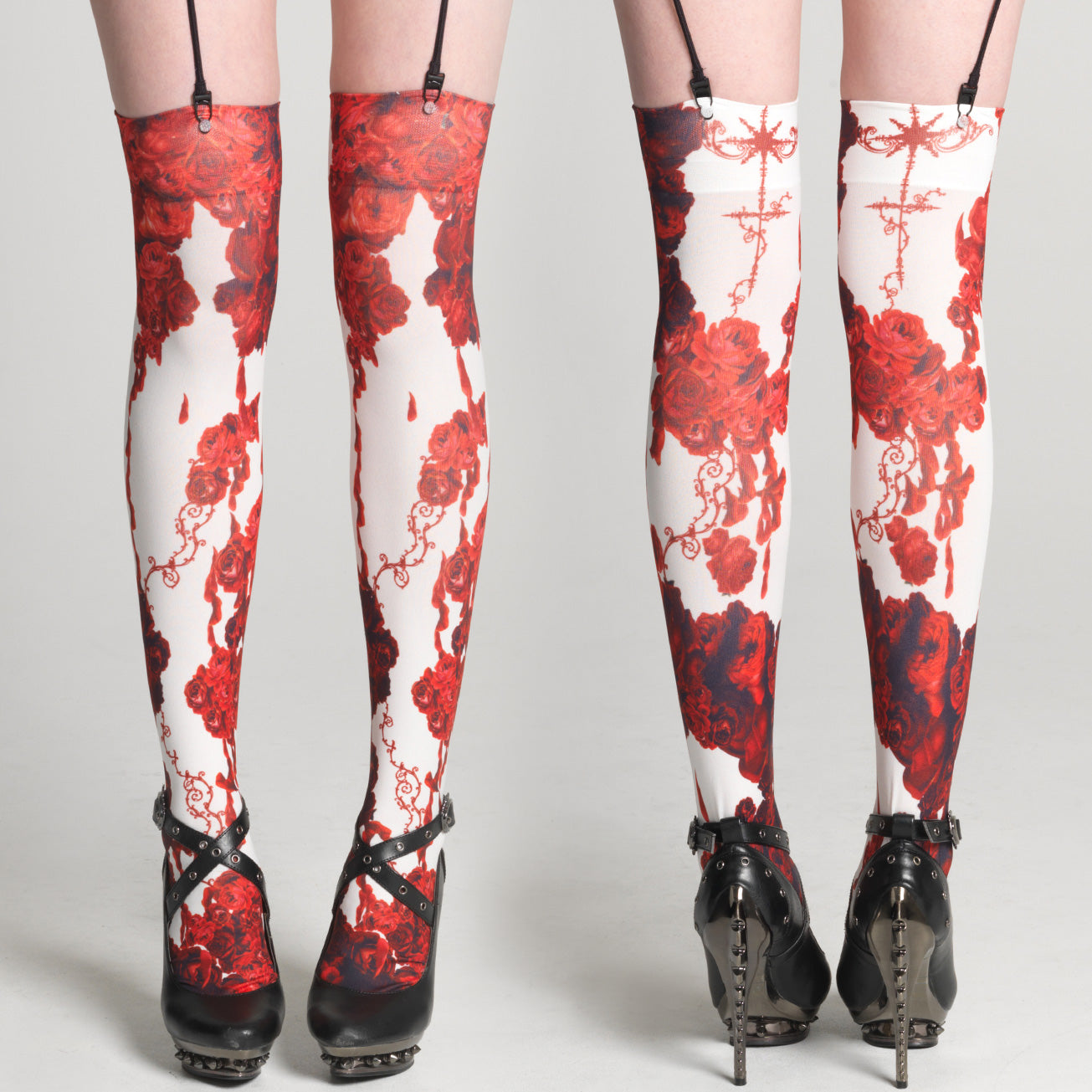 White Bloody Rose Overknees