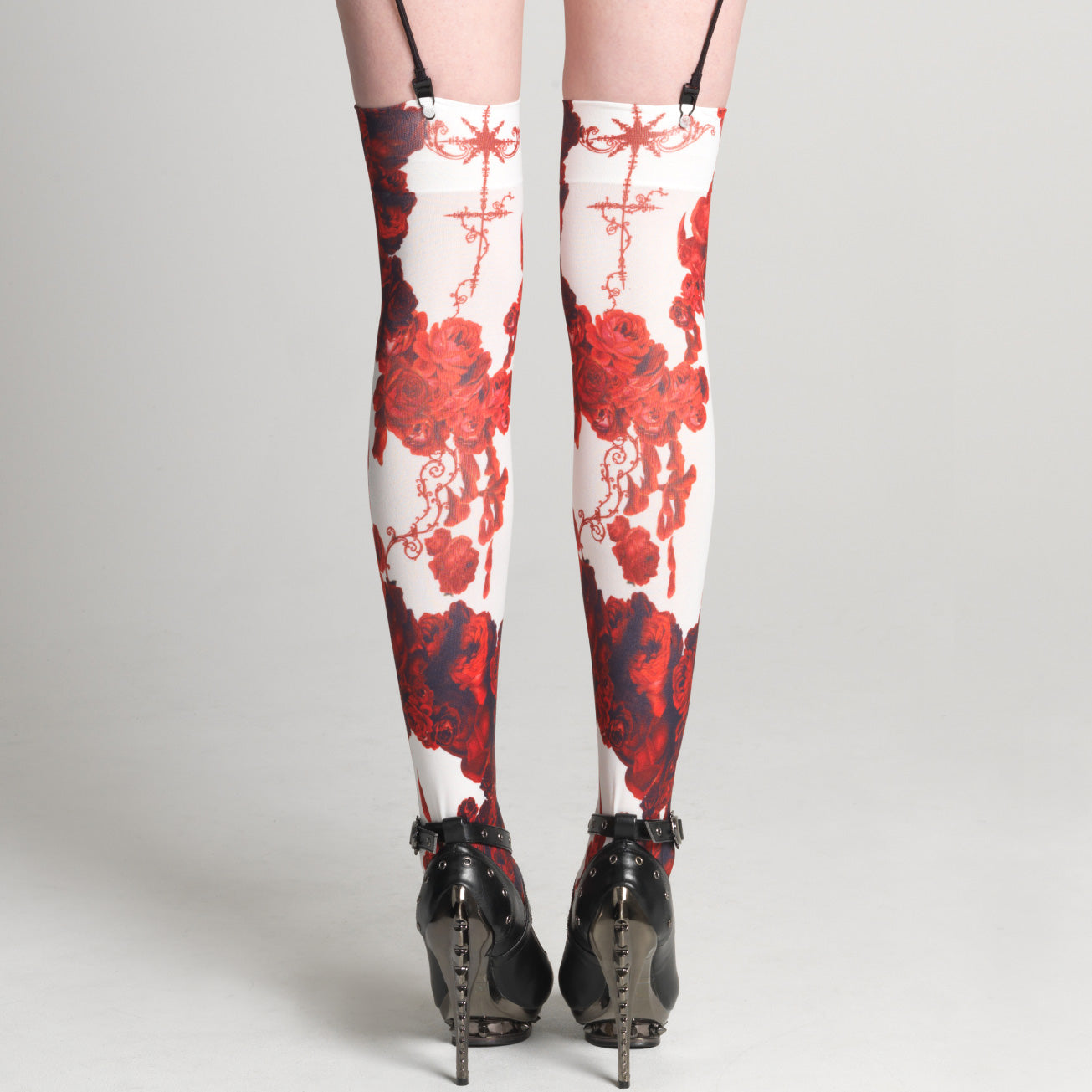 White Bloody Rose Overknees