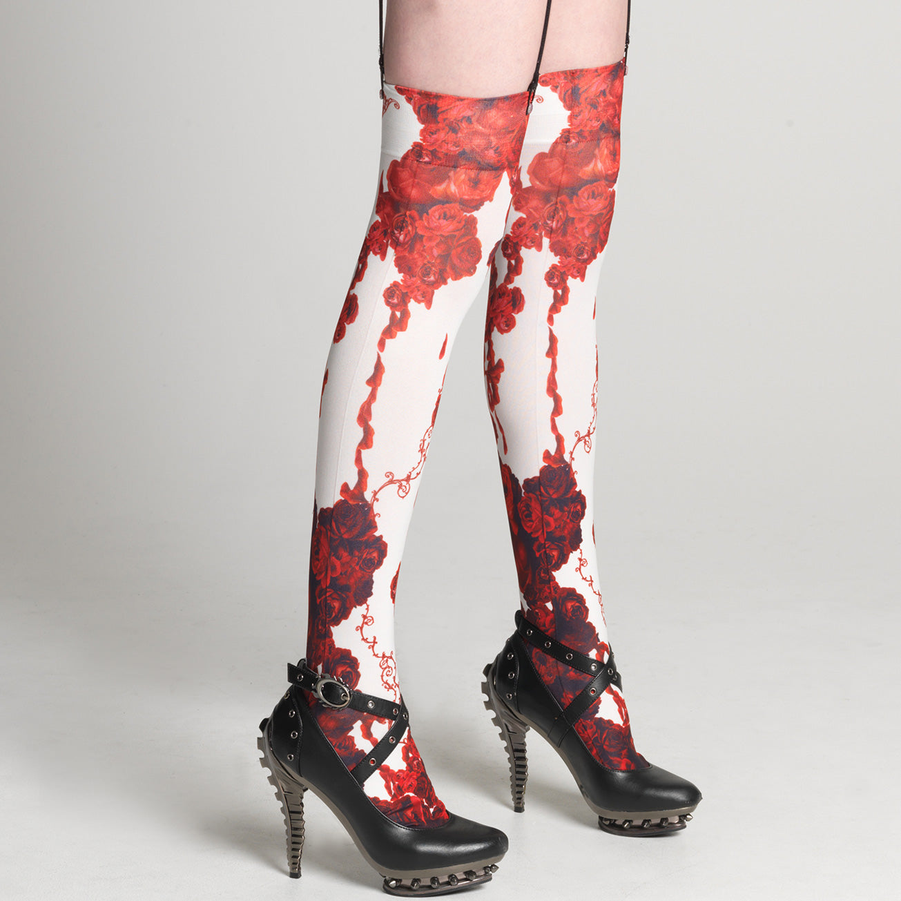 White Bloody Rose Overknees