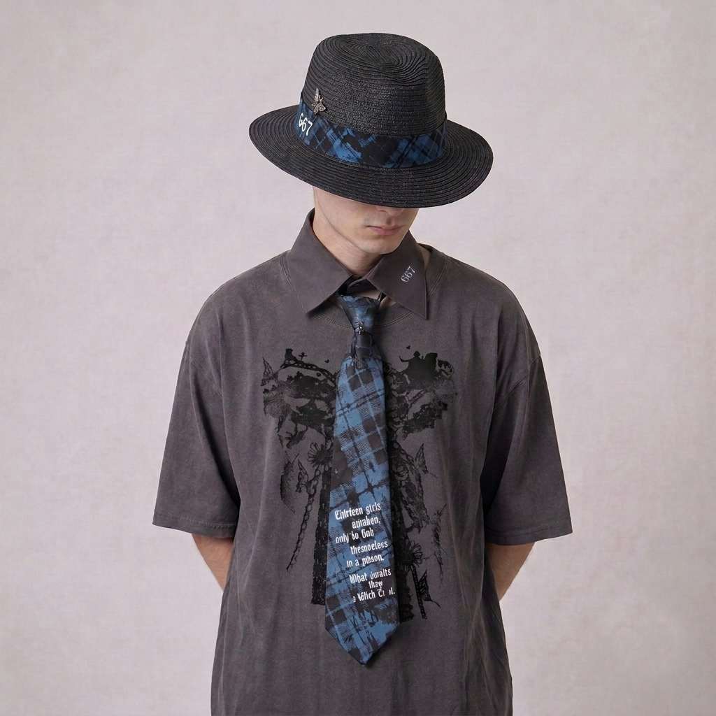 Ribbon Collage Dark Fairy T-Shirt (Detachable Collar) (3 sizes)