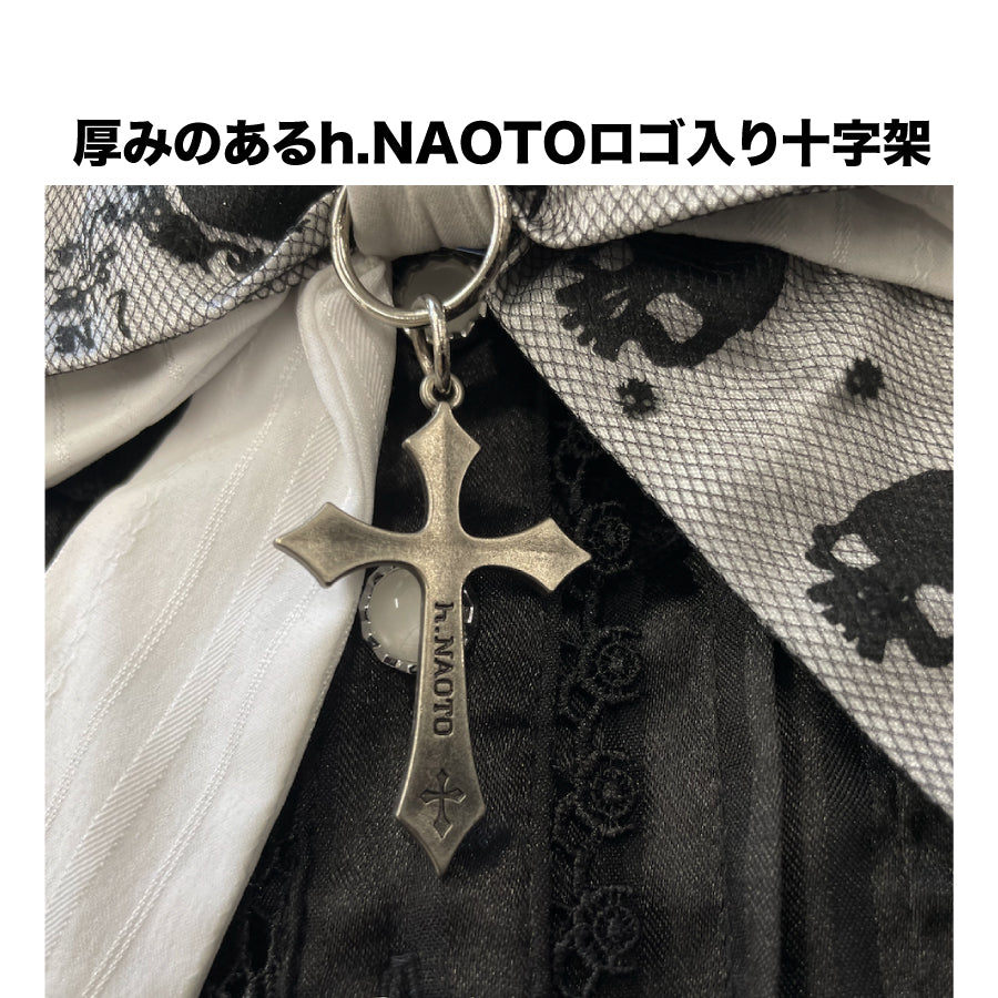 h.NAOTO Skull & Heart Ribbon Pin / WH