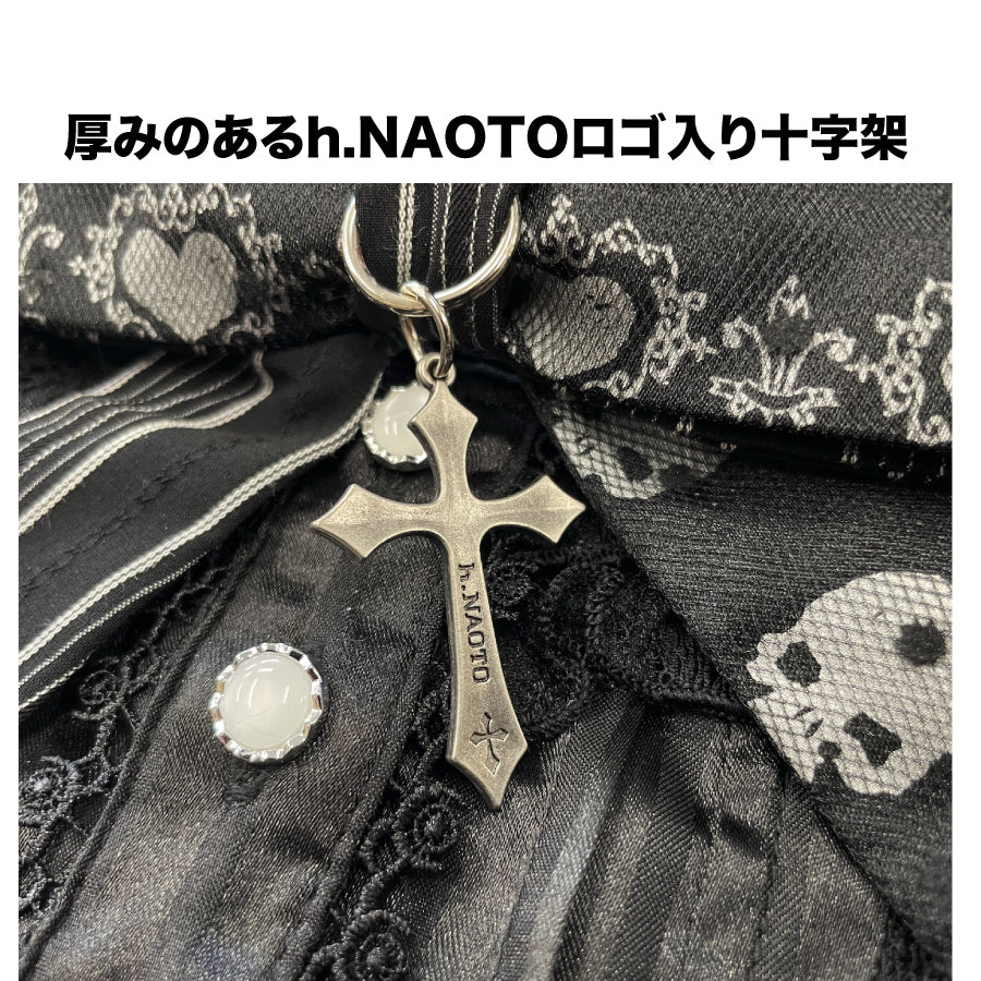 h.NAOTO Skull & Heart Ribbon Pin / BK