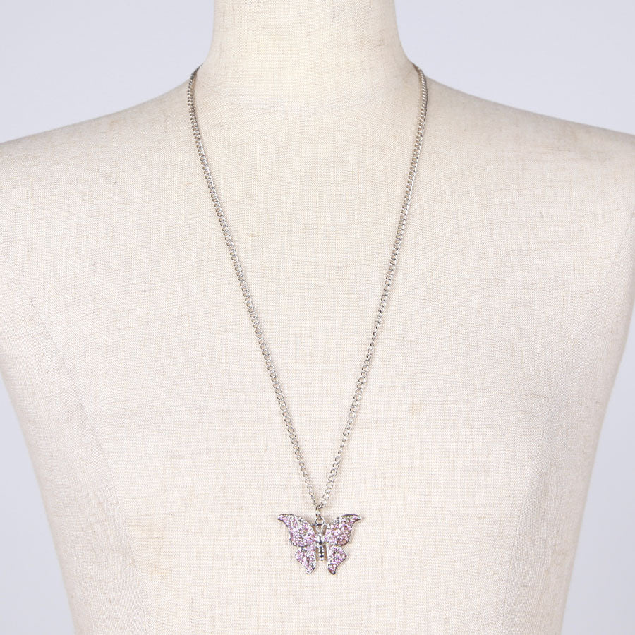 Pink Butterfly Rhinestone Necklace – h.NAOTO WEBSHOP
