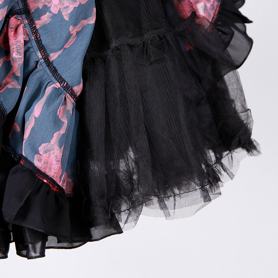 Bloody Rose Volume Mini Skirt / BK-RD