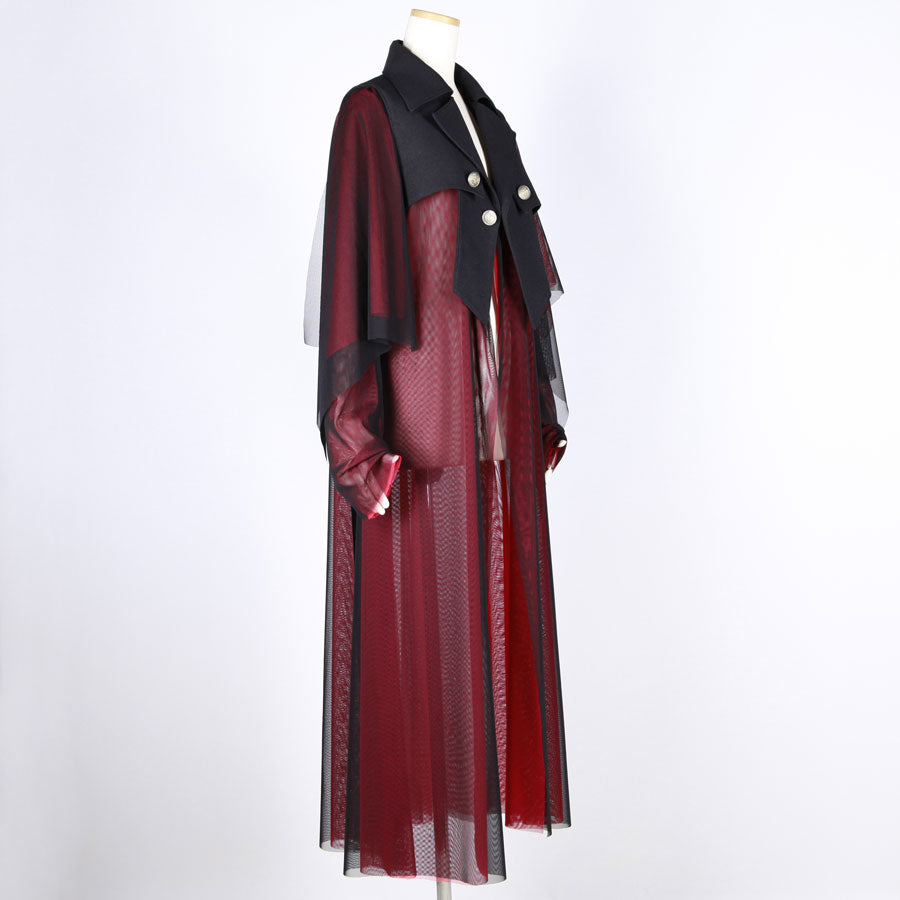 条野採菊/ Crimson Veil Layered Coat