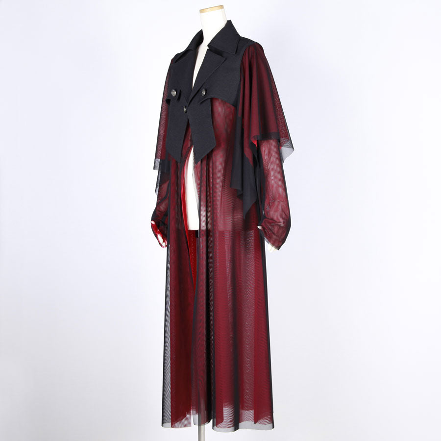 条野採菊/ Crimson Veil Layered Coat