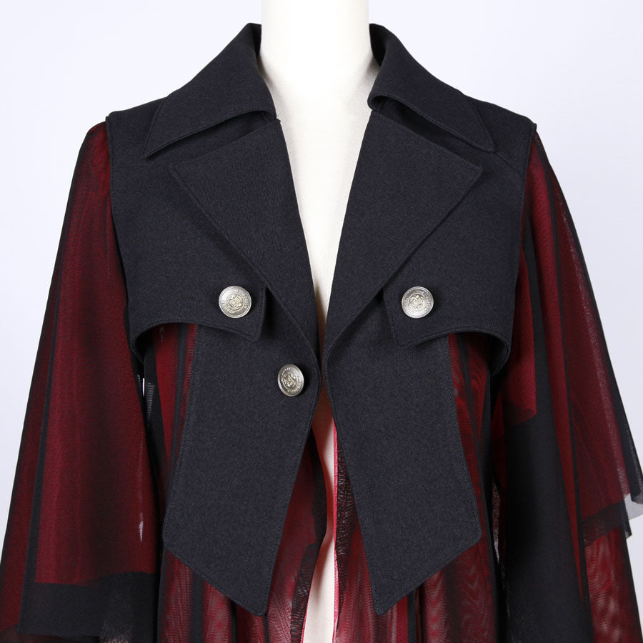 条野採菊/ Crimson Veil Layered Coat
