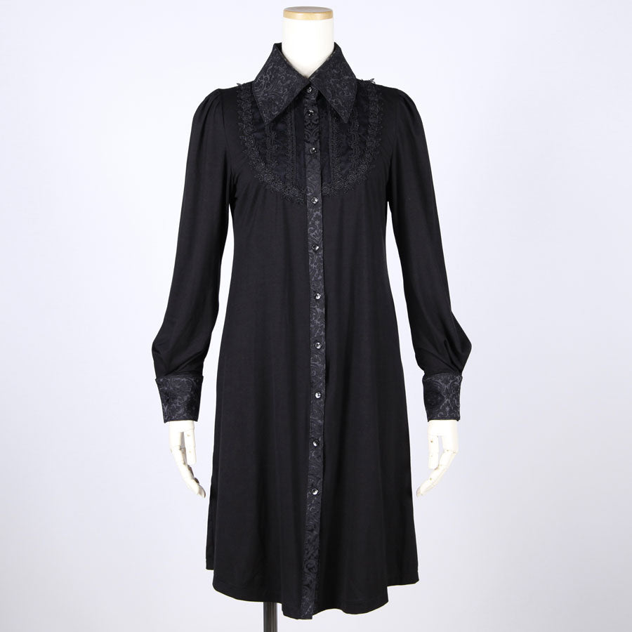 Jacquard Collar Stretch Shirt Dress (2 sizes) h.NAOTO WEBSHOP Jacquard Collar Stretch Shirt Dress (2 sizes) h.NAOTO WEBSHOP
