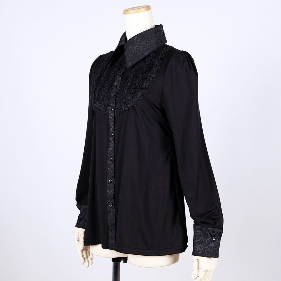 Jacquard Collar Stretch Shirt