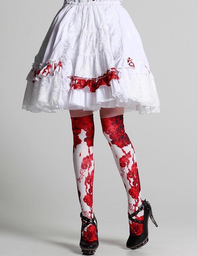 White Bloody Rose Overknees