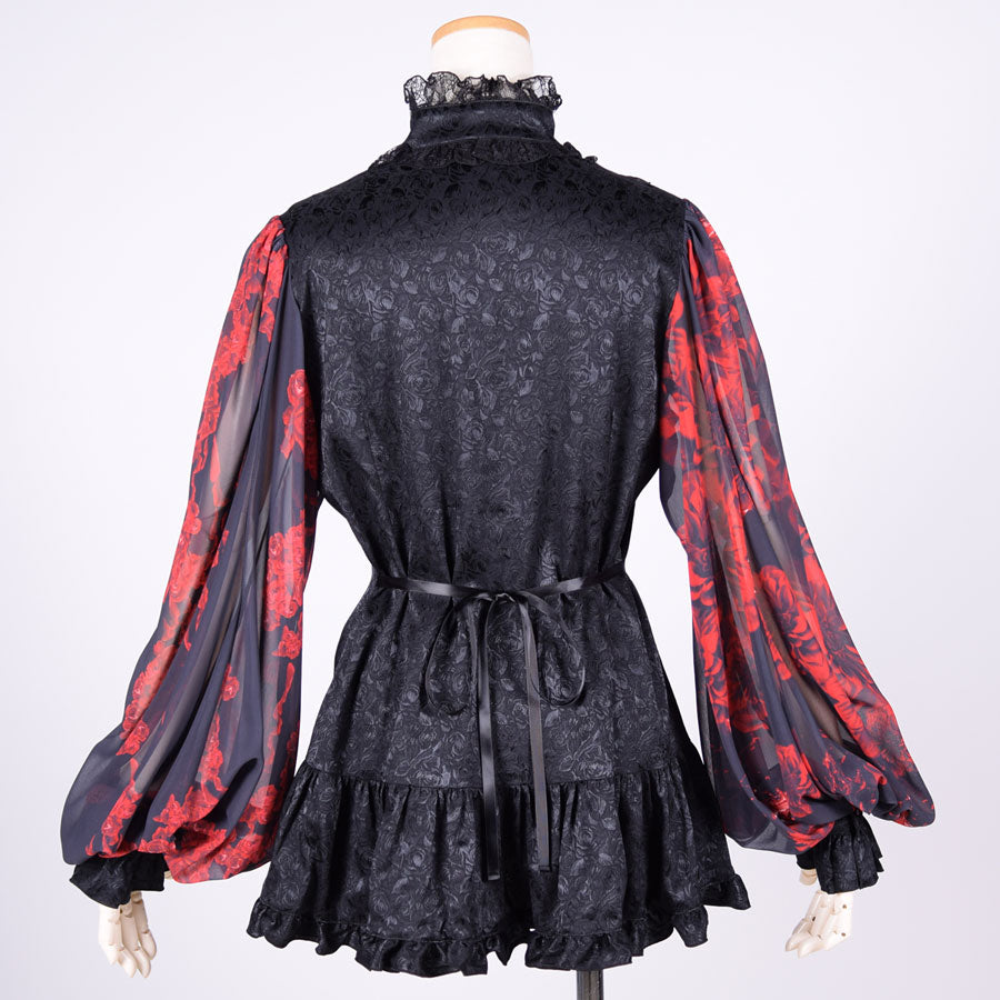 Blood Rose & Dahlia Ruffle Blouse