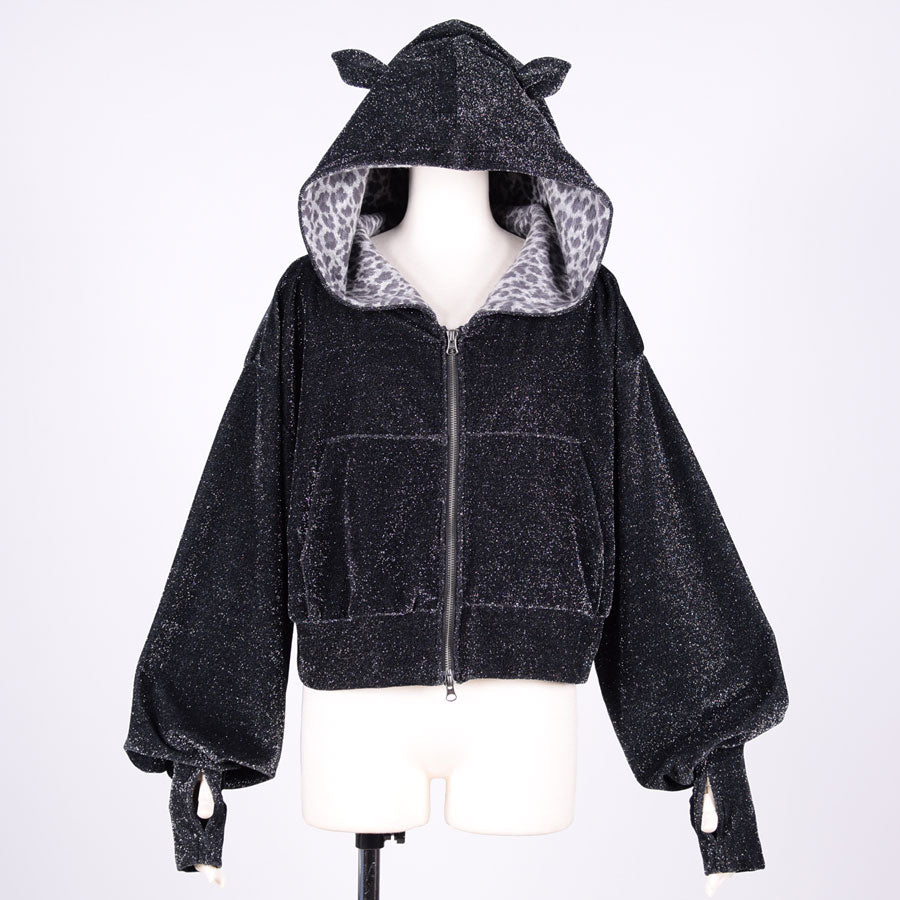 Sparkling Short Cat Ear Hoodie