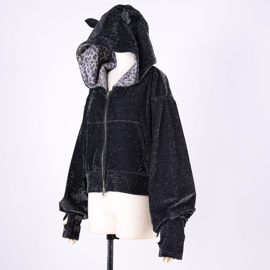 Sparkling Short Cat Ear Hoodie