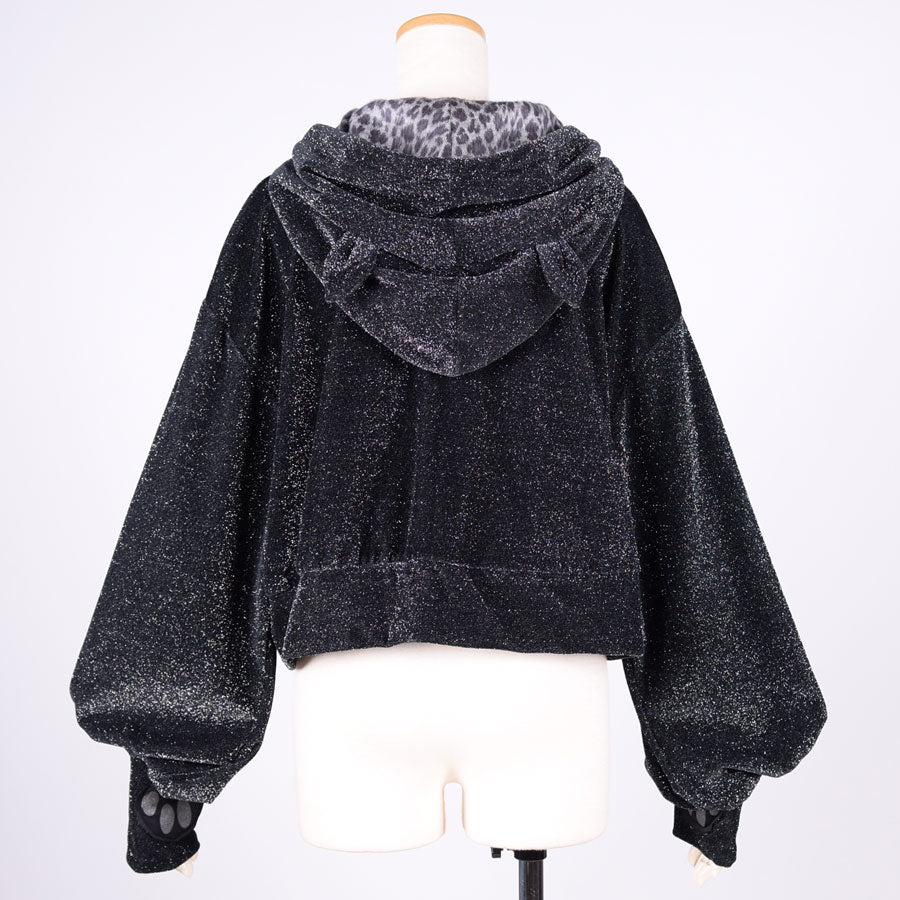 Sparkling Short Cat Ear Hoodie