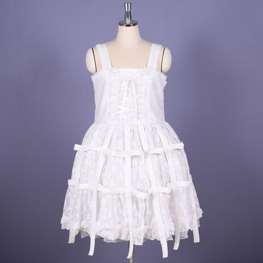 White Rose Bird Cage Dress【XL Size】
