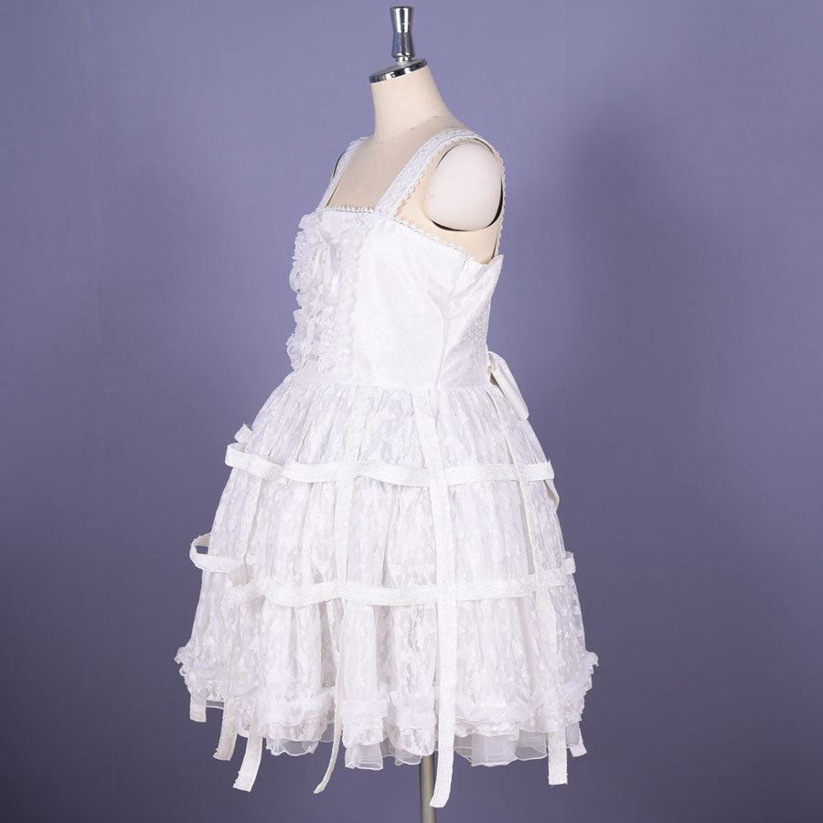 White Rose Bird Cage Dress【XL Size】
