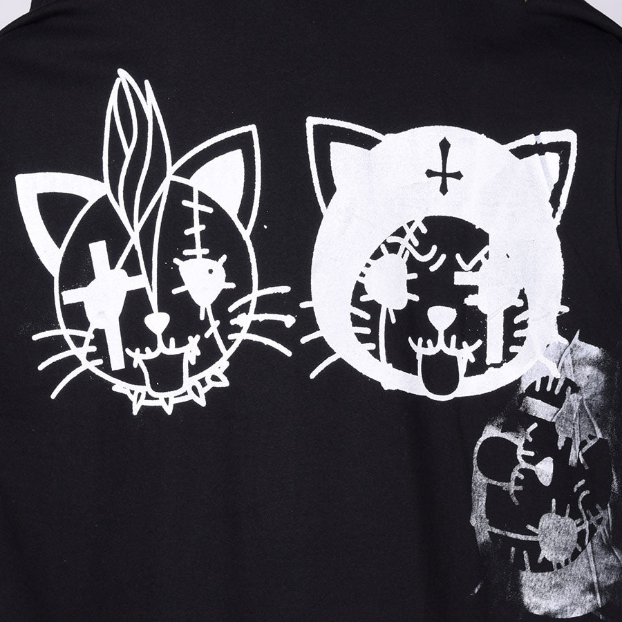 手绘交叉超大T-SH / BK