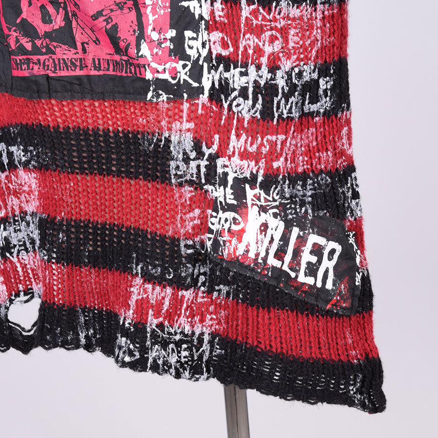Destroy Border Mohair Cardigan / RD-BK