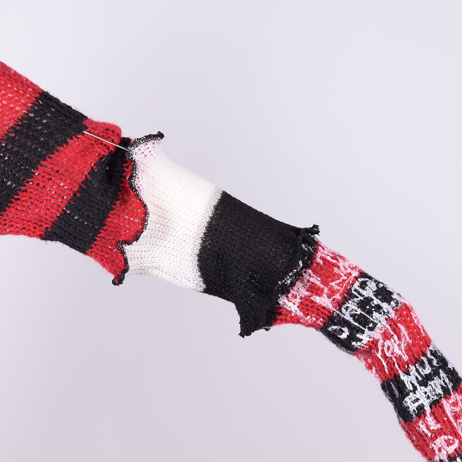 Destroy Border Mohair Cardigan / RD-BK