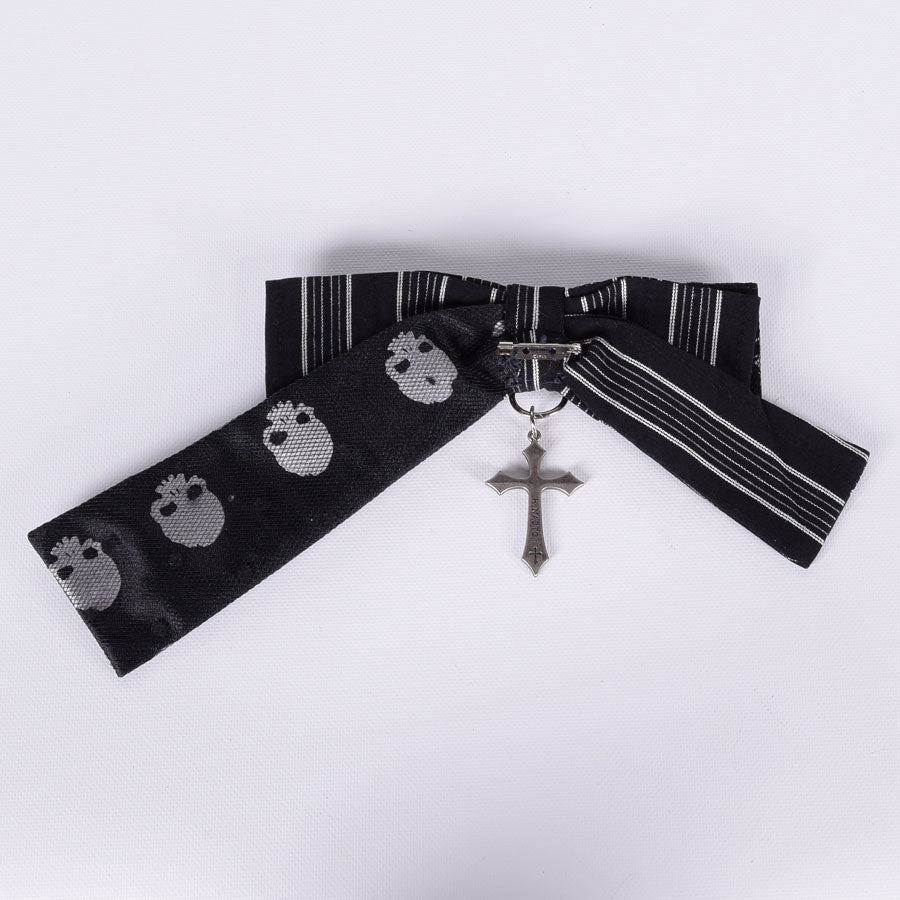 h.NAOTO Skull & Heart Ribbon Pin / BK