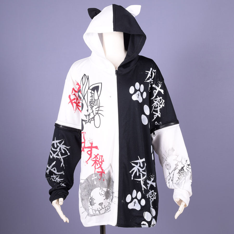 H&A Cat Ear Chaos Hoodie / WH-BK