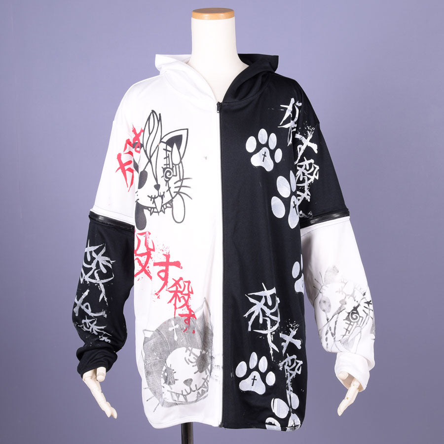 H&A Cat Ear Chaos Hoodie / WH-BK