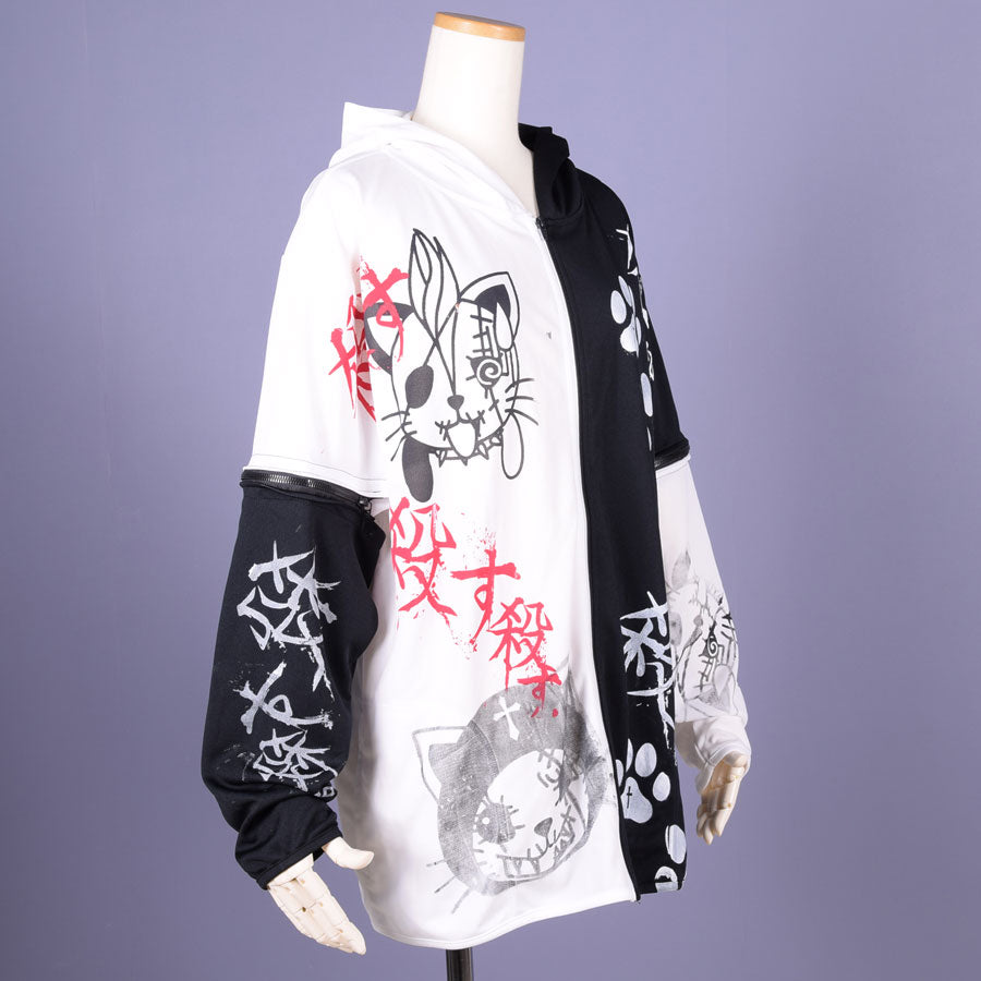 H&A Cat Ear Chaos Hoodie / WH-BK