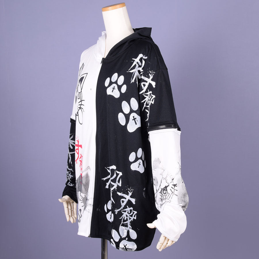 H&A Cat Ear Chaos Hoodie / WH-BK