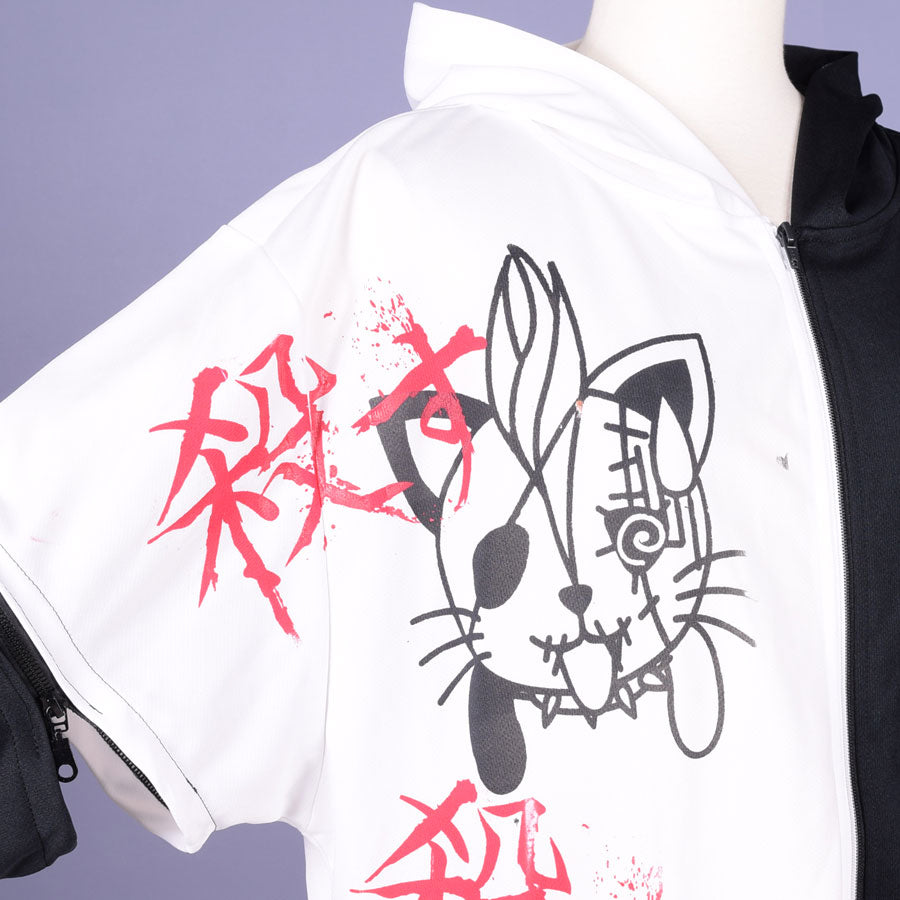 H&A Cat Ear Chaos Hoodie / WH-BK