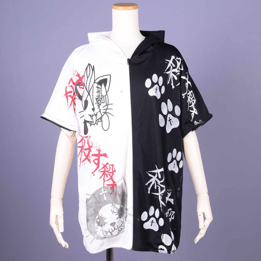 H&A Cat Ear Chaos Hoodie / WH-BK