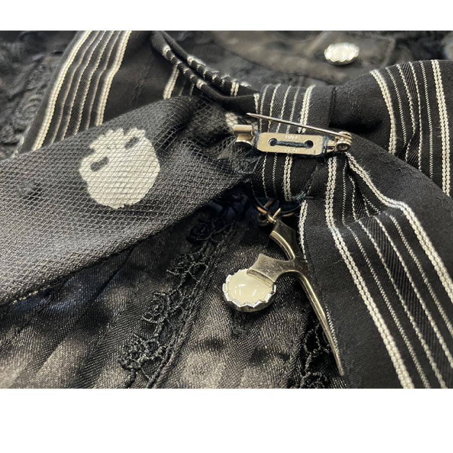 h.NAOTO Skull & Heart Ribbon Pin / BK