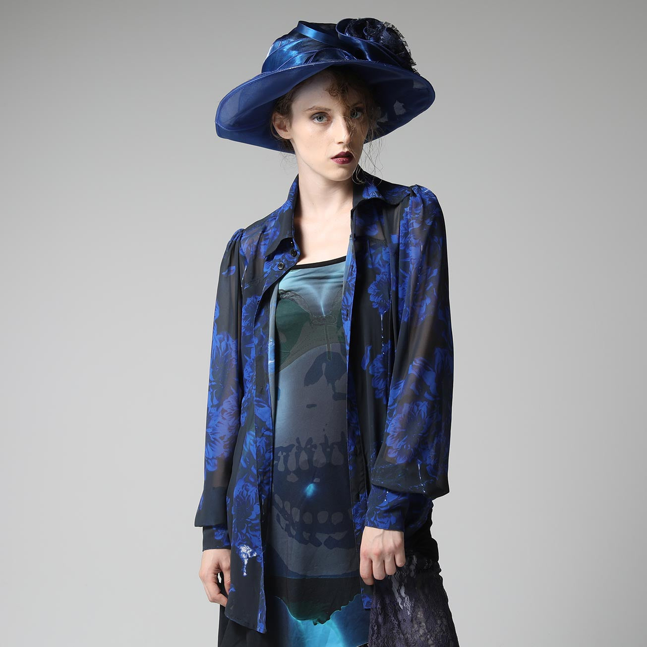 BLOODY BLUE DAHLIA BLOUSE