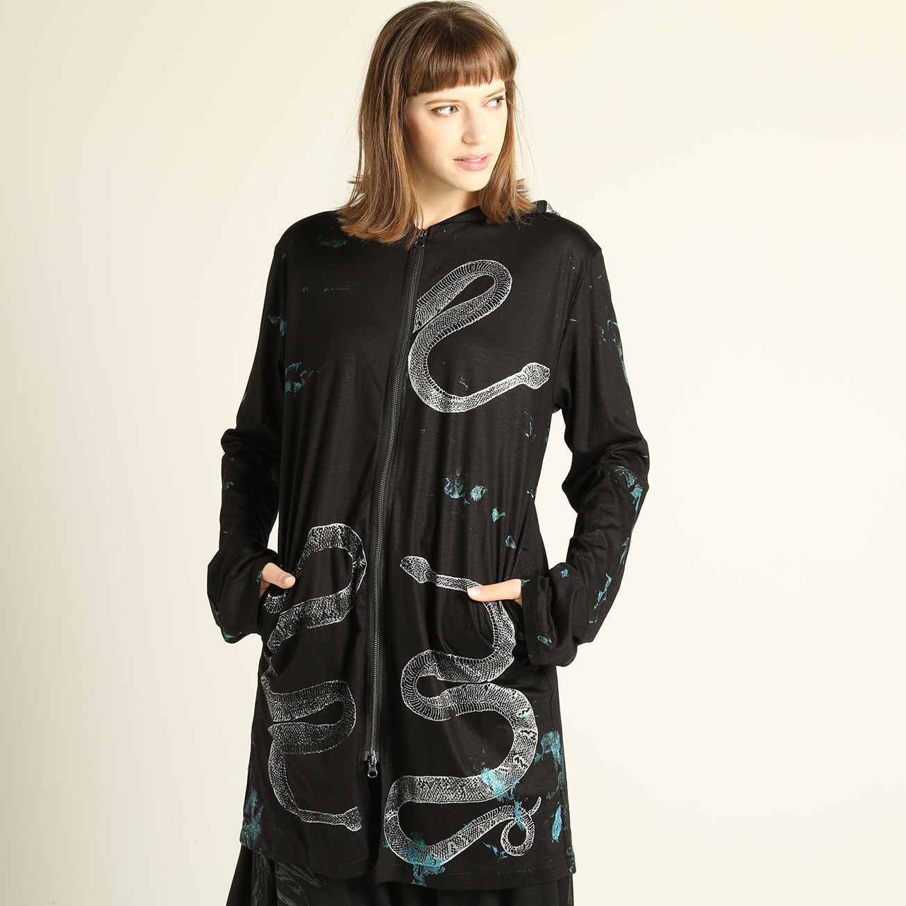 Long Crash Paint Snake Hoodie