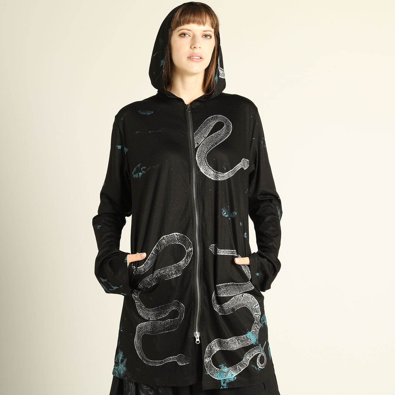 Long Crash Paint Snake Hoodie