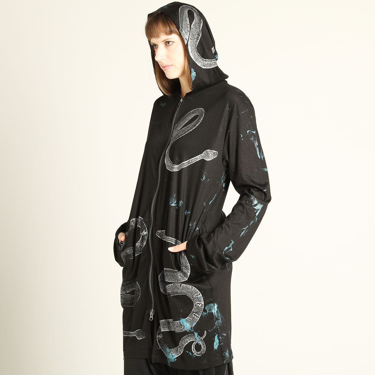 Long Crash Paint Snake Hoodie