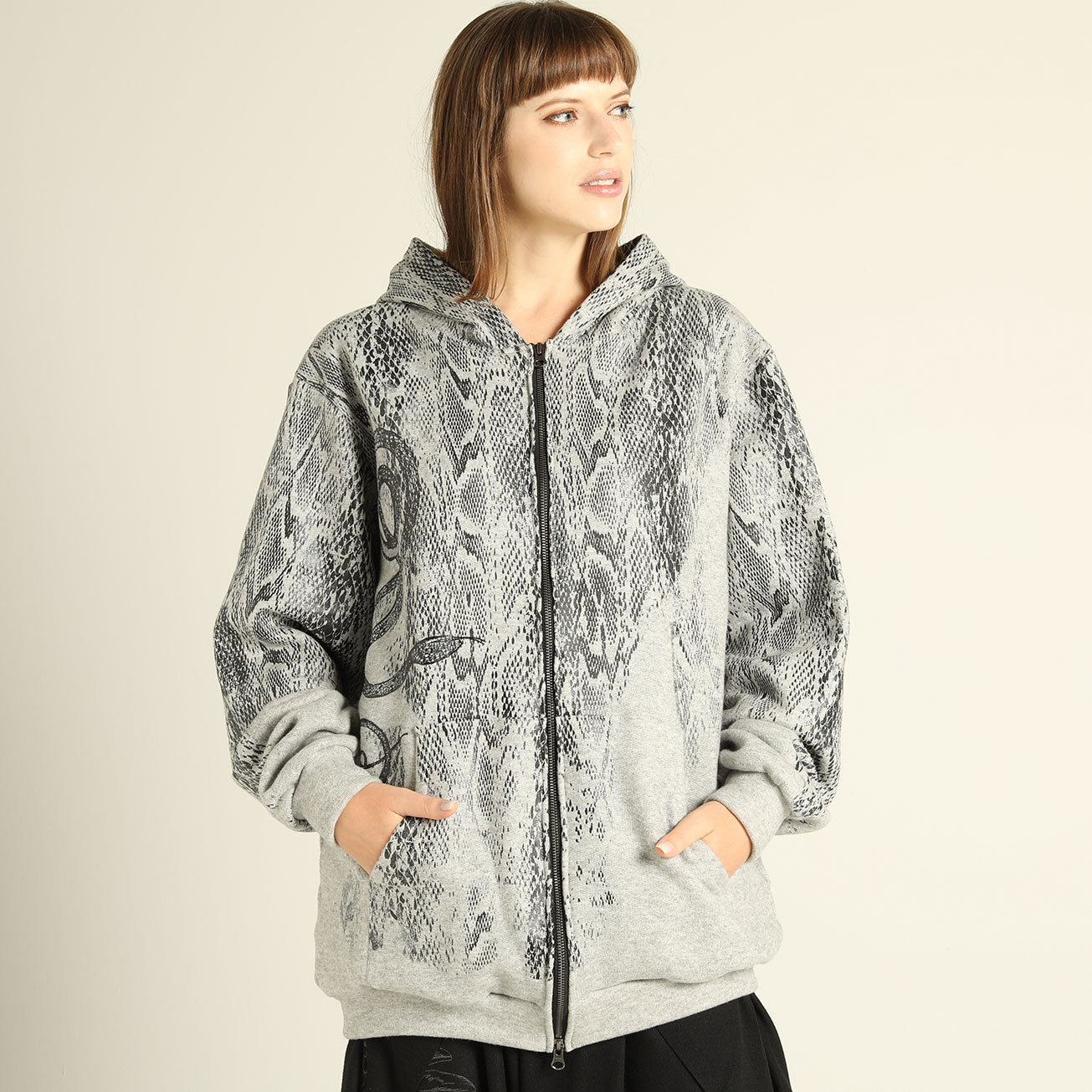 Gray Snake Warm Hoodie