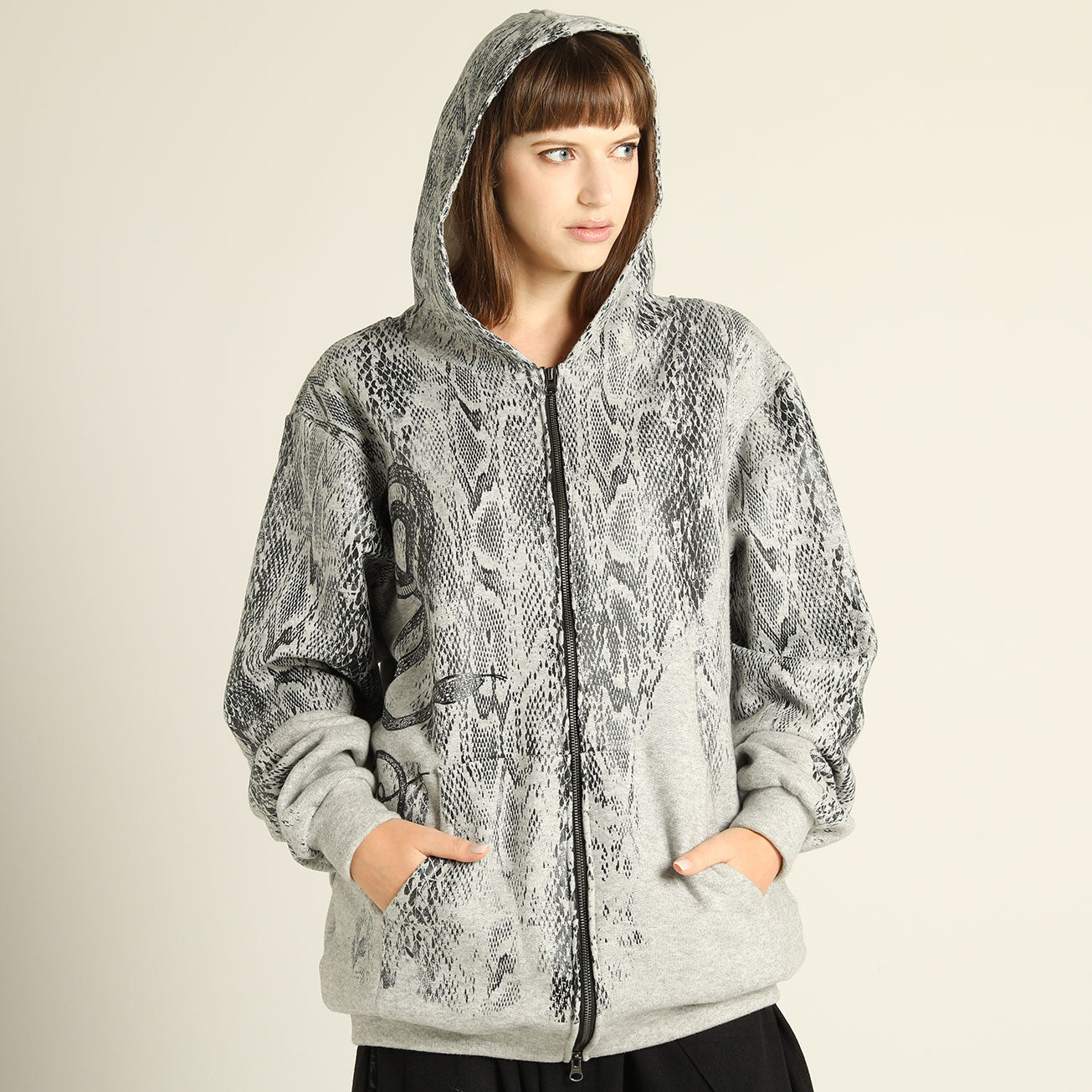Gray Snake Warm Hoodie
