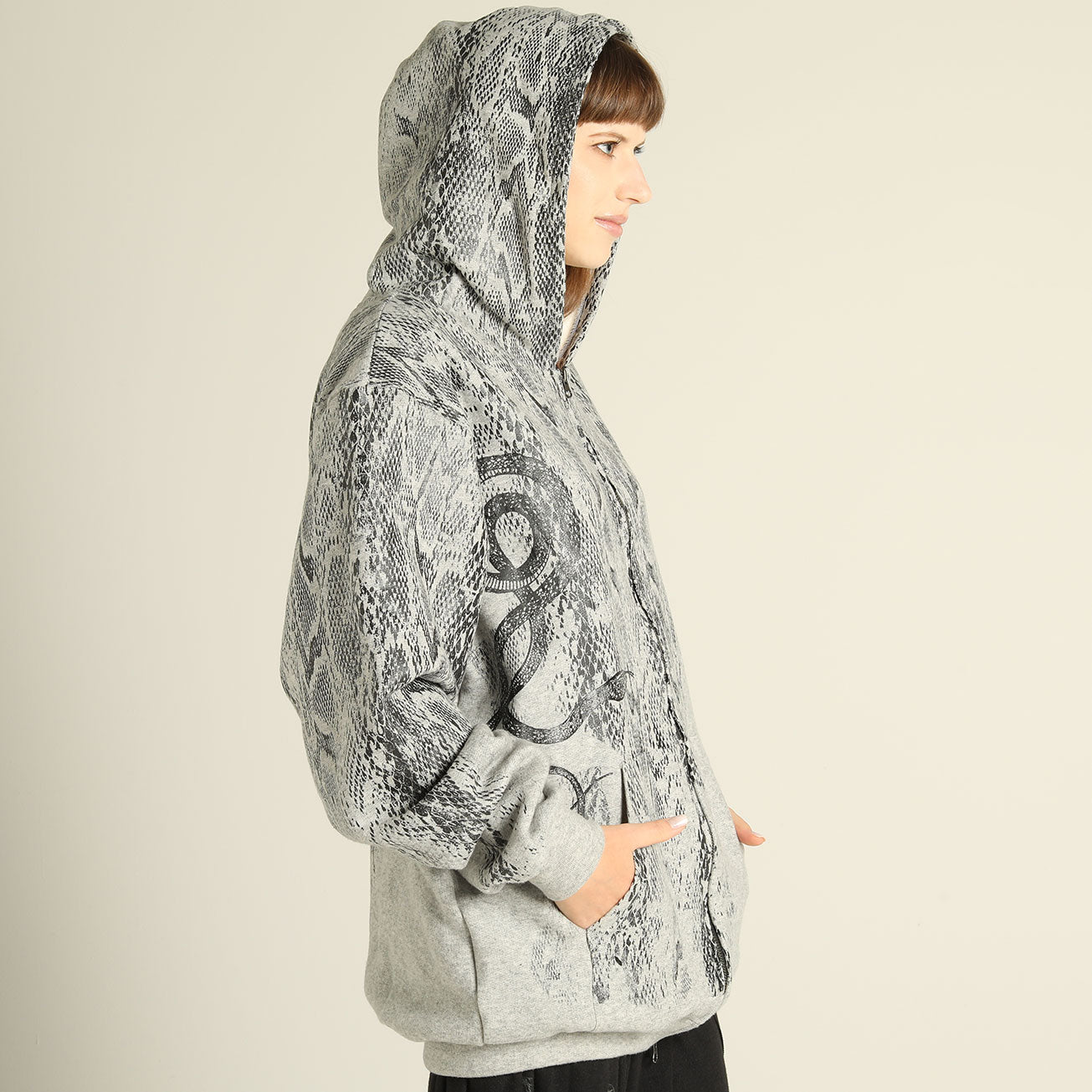 Gray Snake Warm Hoodie