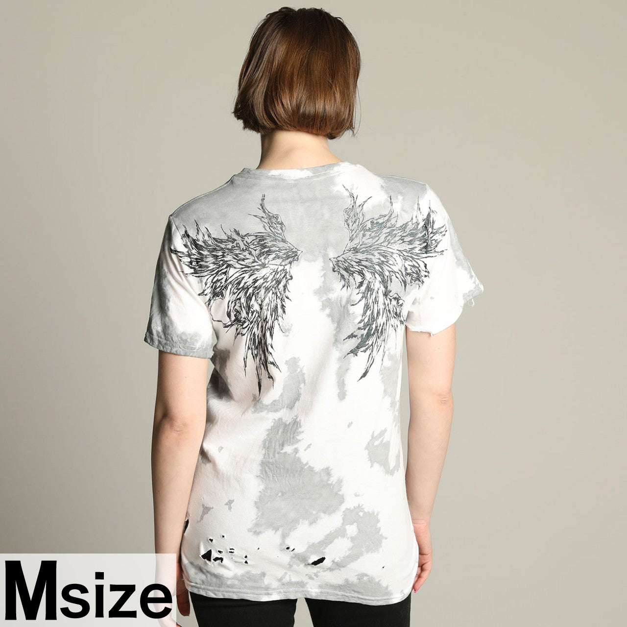 魔鬼的机翼染色V领T-SH(3个尺寸)