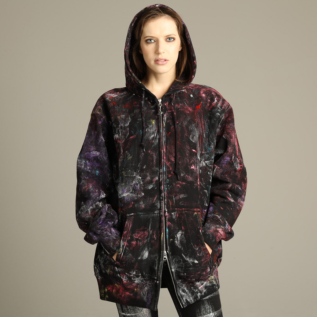 Crash Paint Warm Hoodie BK-RD(3サイズ)
