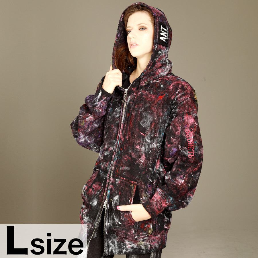 Crash Paint Warm Hoodie BK-RD(3サイズ)