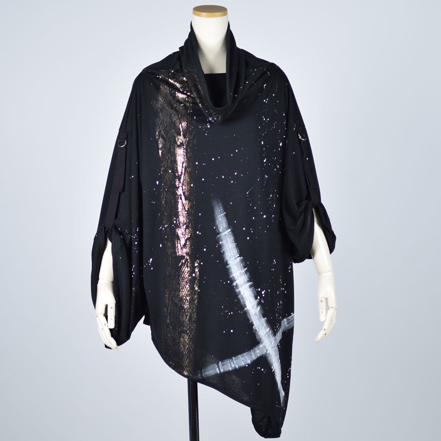 Snake and Japanese brush kimono tunic