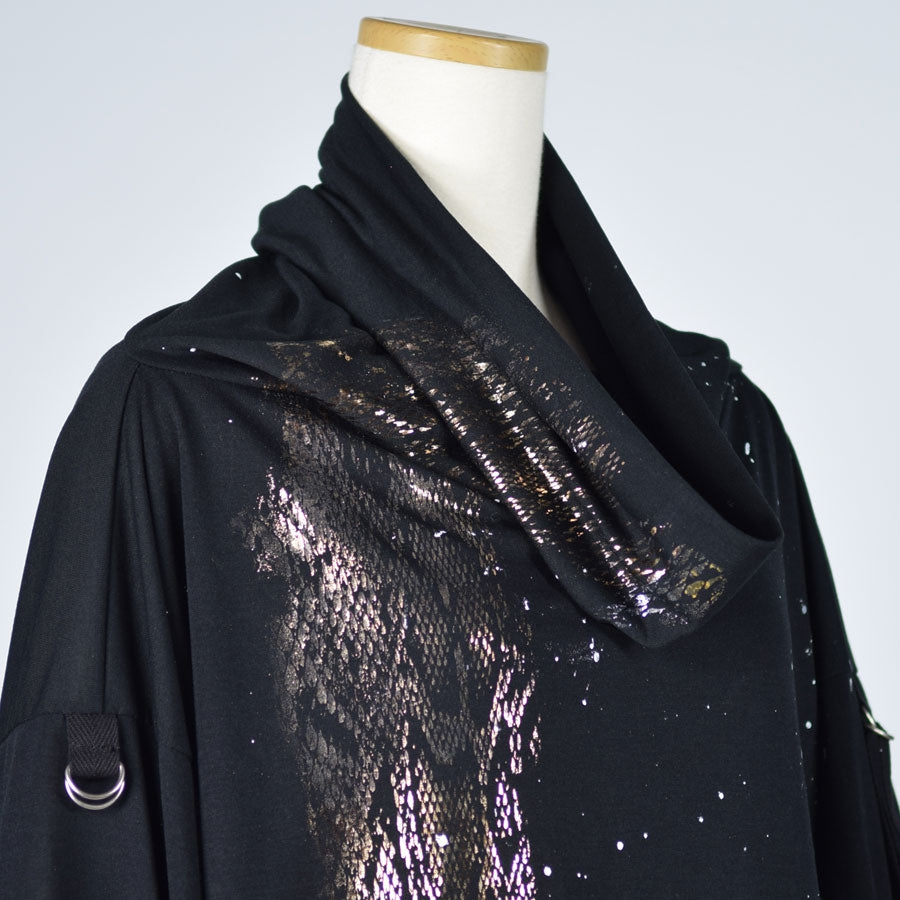 Snake and Japanese brush kimono tunic
