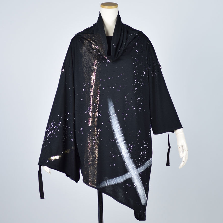 Snake and Japanese brush kimono tunic