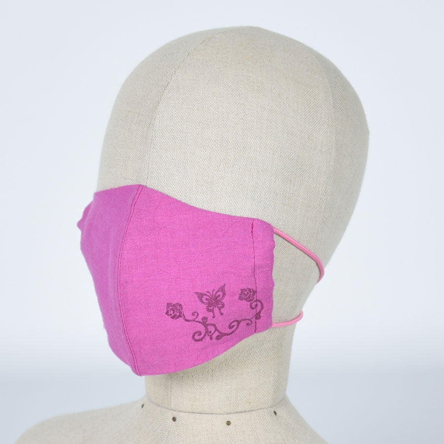 Butterfly & Rose Red Pink Mask Wear / M